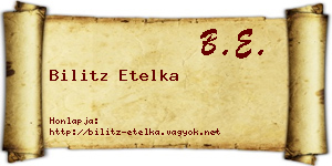 Bilitz Etelka névjegykártya